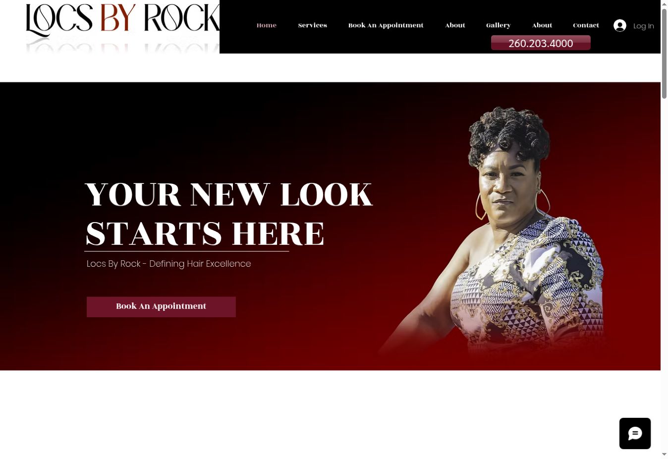 Screenshot of the Locs By Rock website homepage